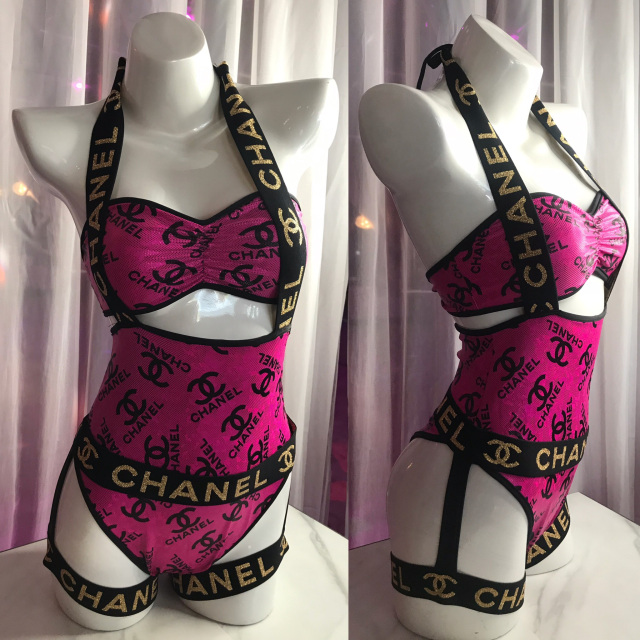 LV Inspired 2 pc High Waisted Set - Exotic Dance Wear